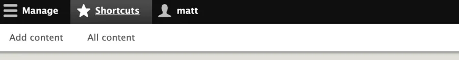 Drupal shortcuts menu